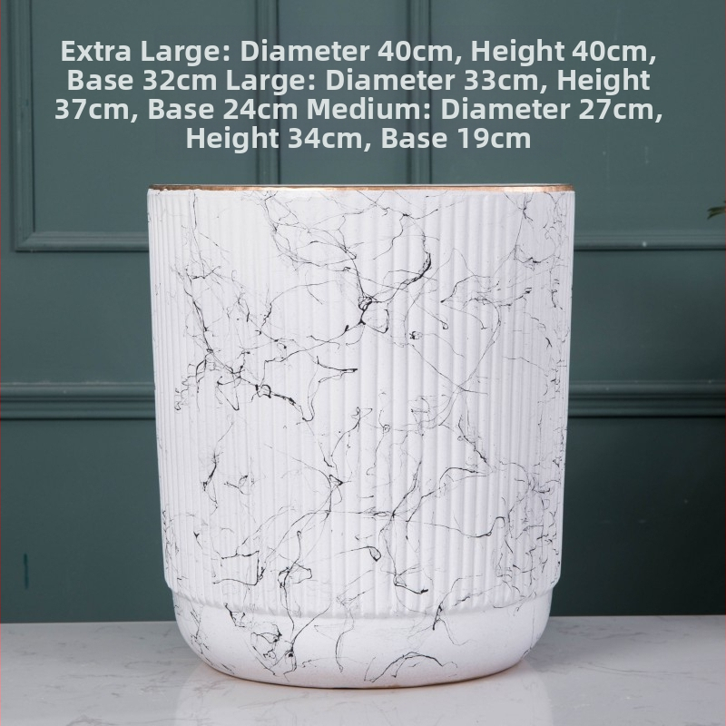 Keramiskais puķu pods Extra Large, Melns–Balts, Stāvošs uz grīdas, Vienkāršs stils, Mājas dārzkopība