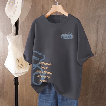 Ženski T-shirt od 100% pamuka s kratkim rukavima, plus size, ležerni kroj, okrugli izrez, otisak, ljeto 2026