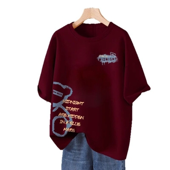 Ženski T-shirt od 100% pamuka s kratkim rukavima, plus size, ležerni kroj, okrugli izrez, otisak, ljeto 2026