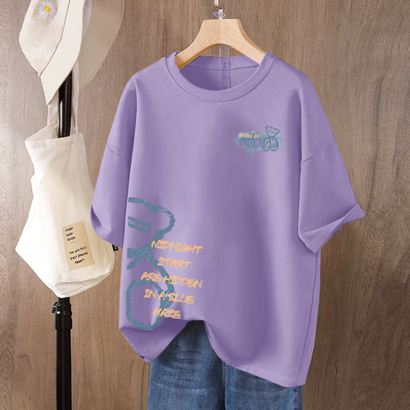 Ženski T-shirt od 100% pamuka s kratkim rukavima, plus size, ležerni kroj, okrugli izrez, otisak, ljeto 2026
