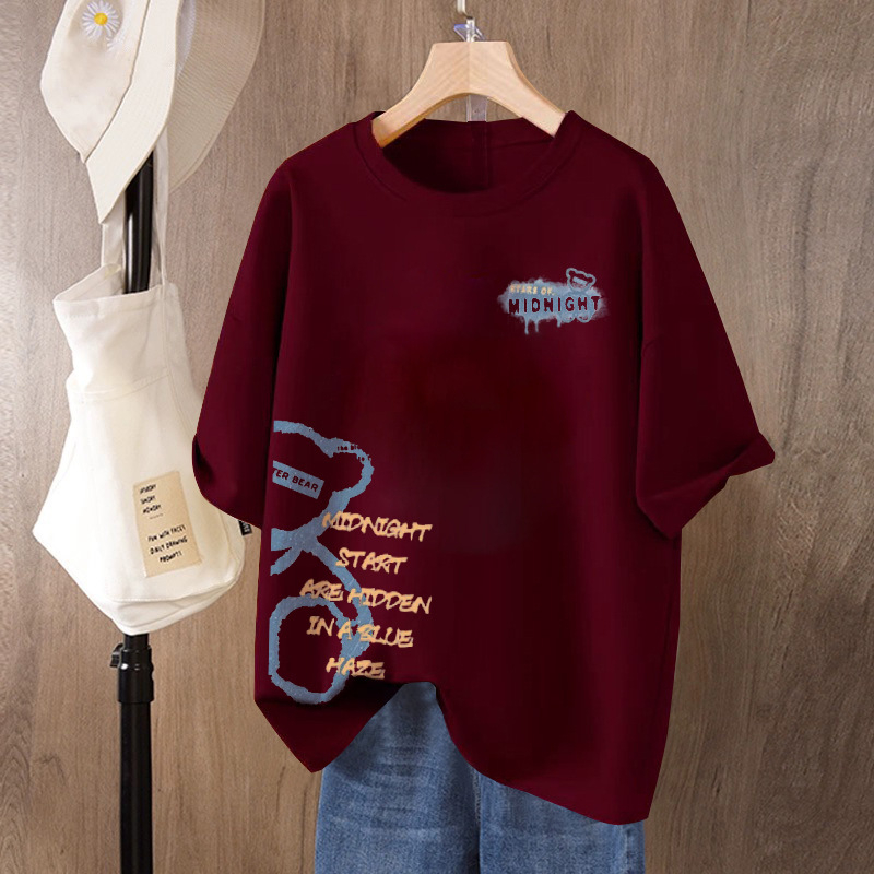 Ženski T-shirt od 100% pamuka s kratkim rukavima, plus size, ležerni kroj, okrugli izrez, otisak, ljeto 2026