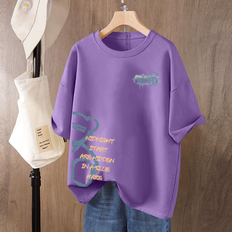 Ženski T-shirt od 100% pamuka s kratkim rukavima, plus size, ležerni kroj, okrugli izrez, otisak, ljeto 2026