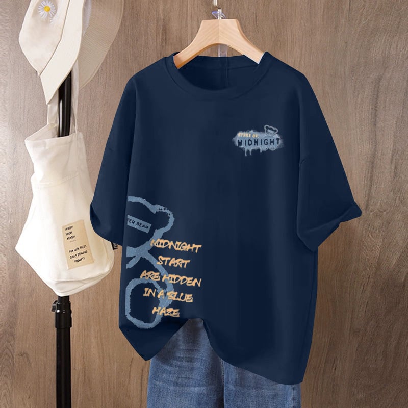 Ženski T-shirt od 100% pamuka s kratkim rukavima, plus size, ležerni kroj, okrugli izrez, otisak, ljeto 2026