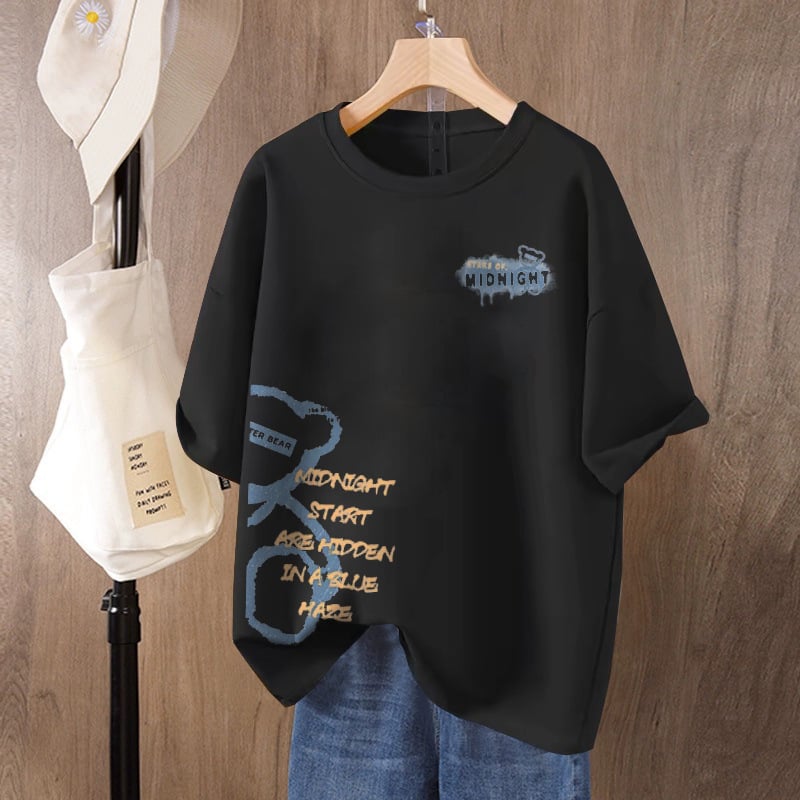 Ženski T-shirt od 100% pamuka s kratkim rukavima, plus size, ležerni kroj, okrugli izrez, otisak, ljeto 2026