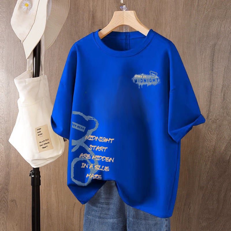 Ženski T-shirt od 100% pamuka s kratkim rukavima, plus size, ležerni kroj, okrugli izrez, otisak, ljeto 2026