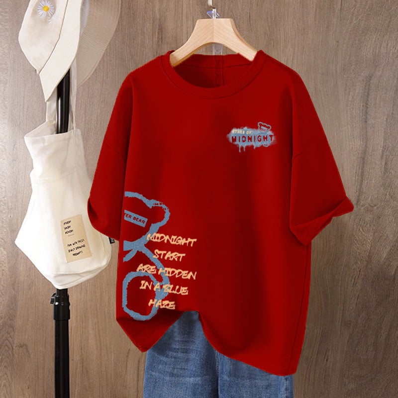 Ženski T-shirt od 100% pamuka s kratkim rukavima, plus size, ležerni kroj, okrugli izrez, otisak, ljeto 2026
