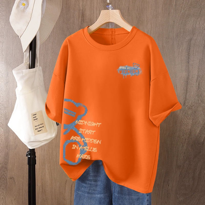 Ženski T-shirt od 100% pamuka s kratkim rukavima, plus size, ležerni kroj, okrugli izrez, otisak, ljeto 2026
