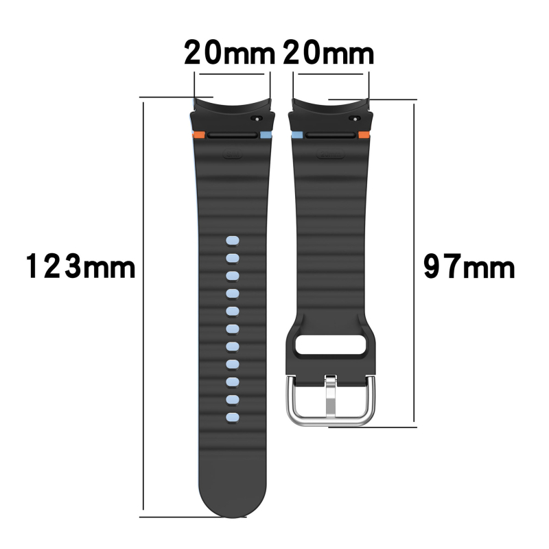 Silikonska narukvica za Samsung Watch7FE s valovitim uzorkom, 20 mm spoj, kopča, moderan stil, 15 g