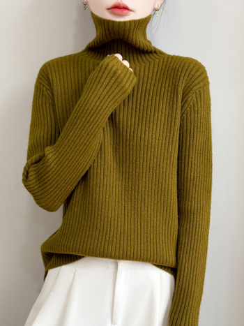 Pulover tricotat cu glugă, guler înalt din velur, croială lejeră, femei, iarnă 2025