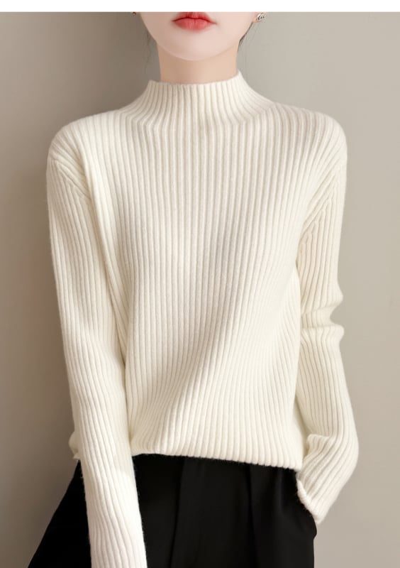 Pulover tricotat cu glugă, guler înalt din velur, croială lejeră, femei, iarnă 2025