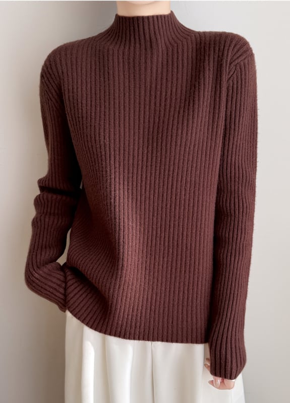 Pulover tricotat cu glugă, guler înalt din velur, croială lejeră, femei, iarnă 2025