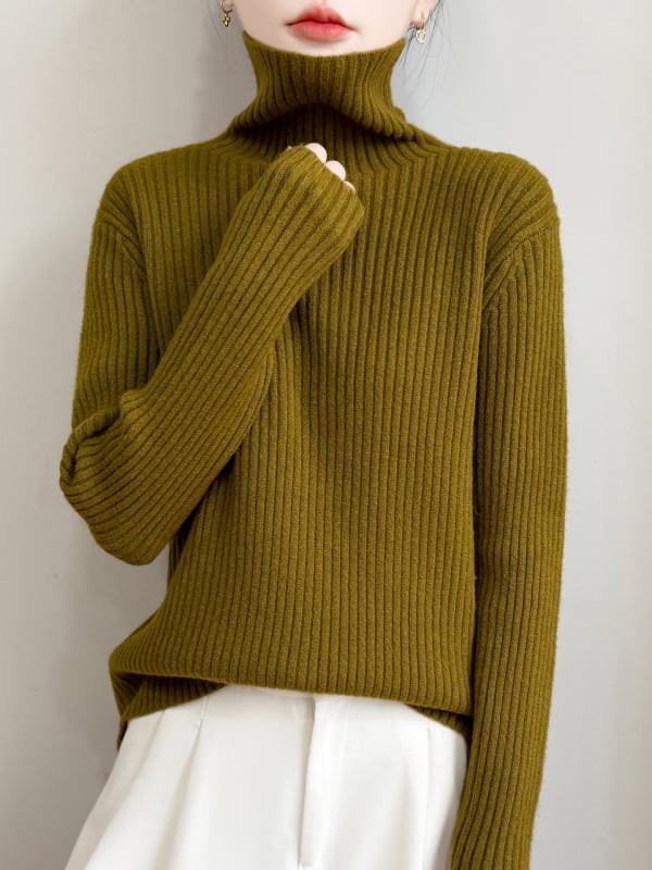 Pulover tricotat cu glugă, guler înalt din velur, croială lejeră, femei, iarnă 2025