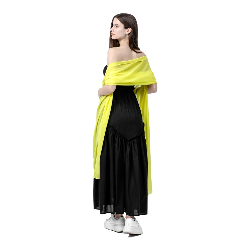 Šal od šifona za žene, produženi elegantni stil, jednostavno tkanje, satenski završetak, dekorativni dodatak