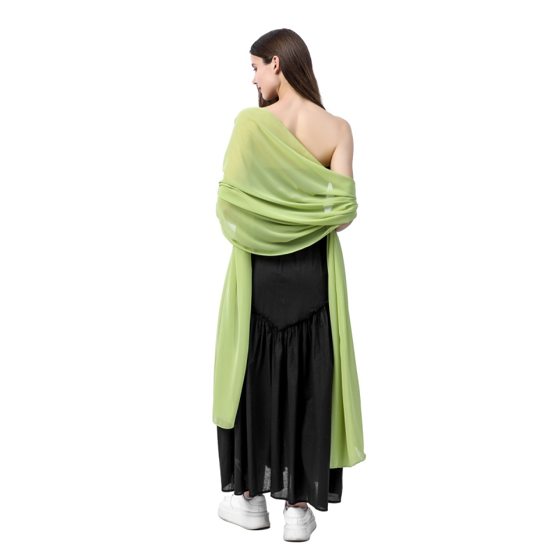Šal od šifona za žene, produženi elegantni stil, jednostavno tkanje, satenski završetak, dekorativni dodatak