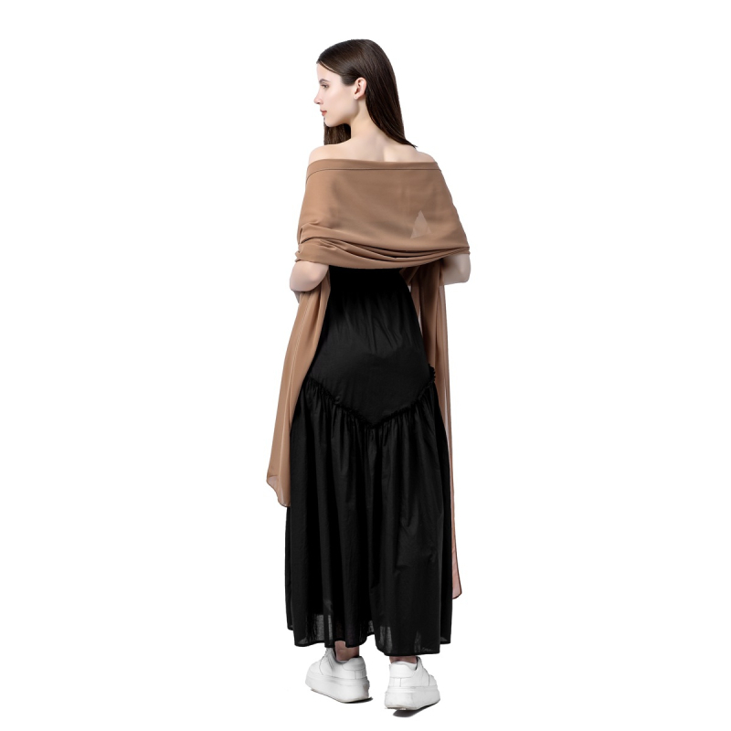 Šal od šifona za žene, produženi elegantni stil, jednostavno tkanje, satenski završetak, dekorativni dodatak