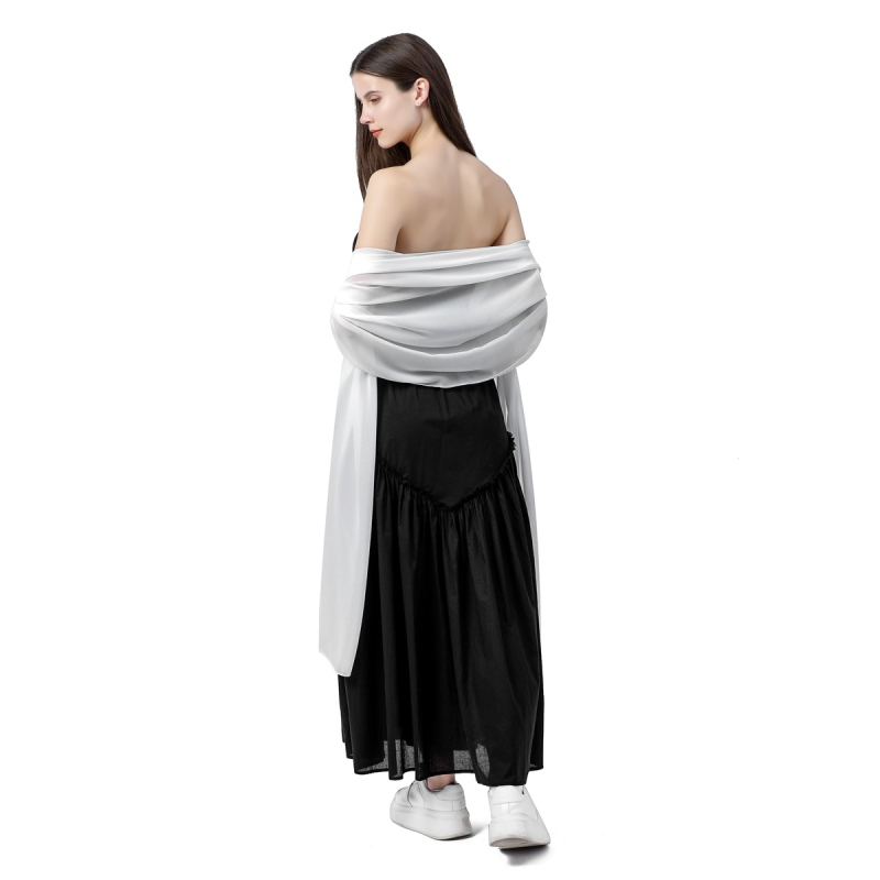 Šal od šifona za žene, produženi elegantni stil, jednostavno tkanje, satenski završetak, dekorativni dodatak