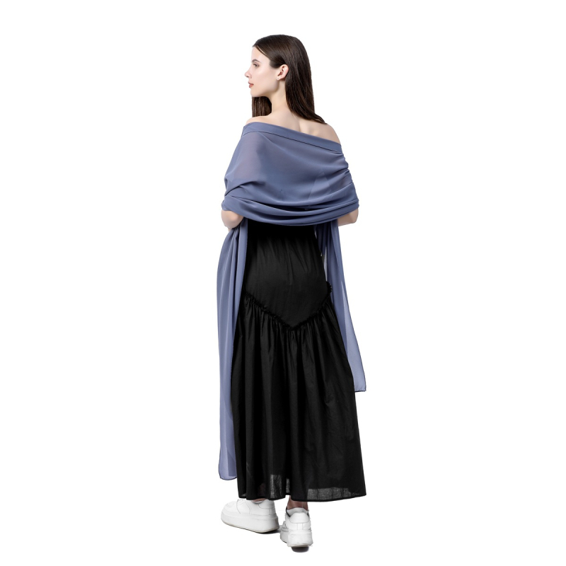 Šal od šifona za žene, produženi elegantni stil, jednostavno tkanje, satenski završetak, dekorativni dodatak