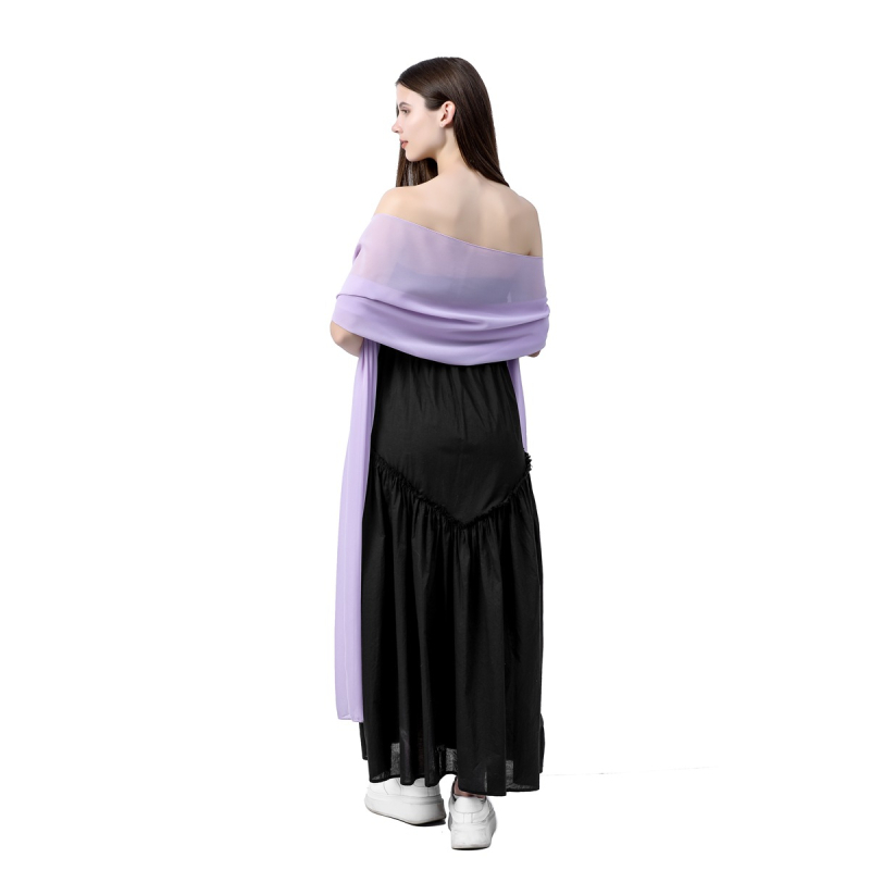 Šal od šifona za žene, produženi elegantni stil, jednostavno tkanje, satenski završetak, dekorativni dodatak