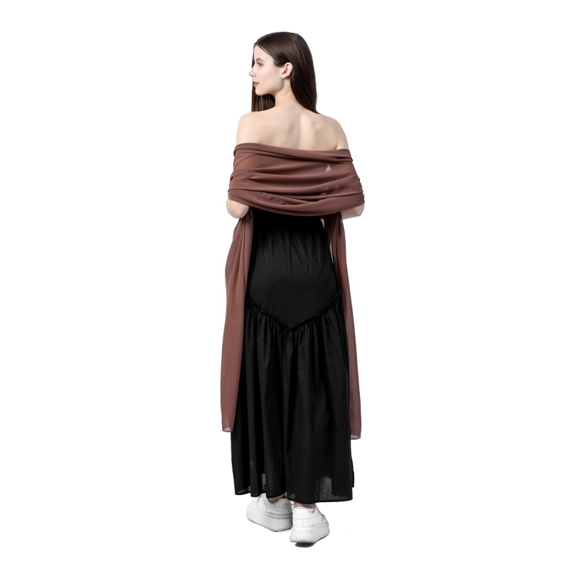 Šal od šifona za žene, produženi elegantni stil, jednostavno tkanje, satenski završetak, dekorativni dodatak