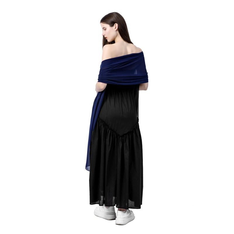 Šal od šifona za žene, produženi elegantni stil, jednostavno tkanje, satenski završetak, dekorativni dodatak