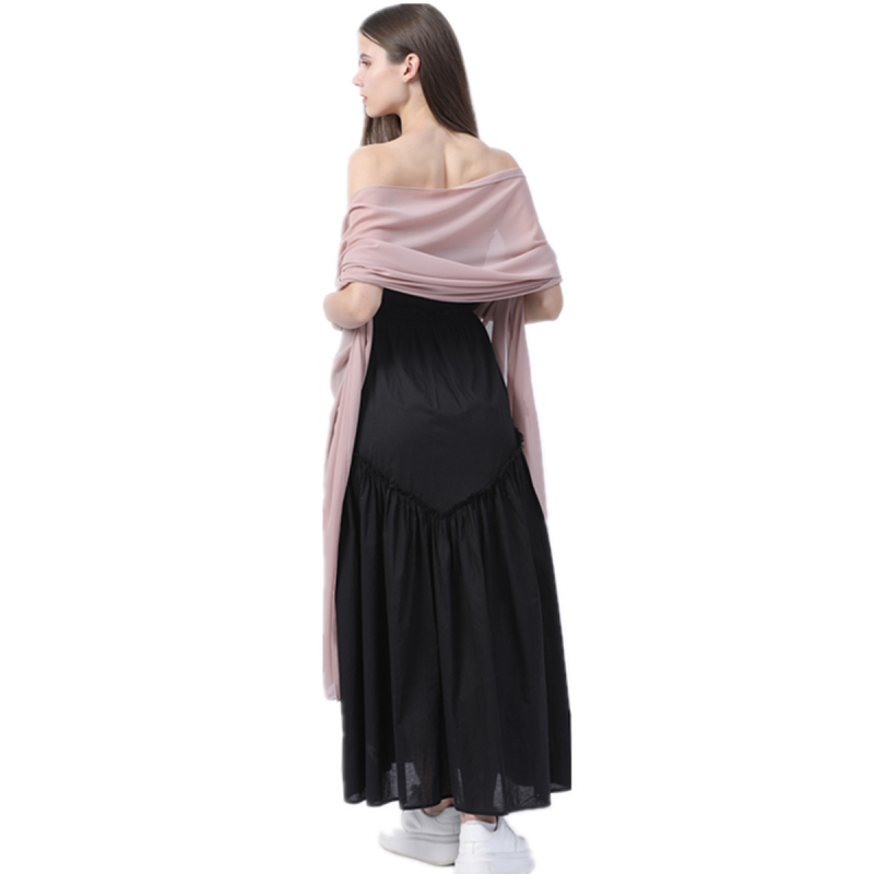 Šal od šifona za žene, produženi elegantni stil, jednostavno tkanje, satenski završetak, dekorativni dodatak