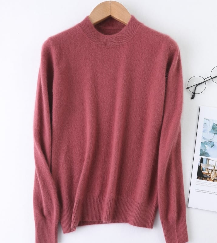 Γυναικείος μάλλινος πουλόβερ, μακριά μανίκια, παχιά πλέξη, μεσαίου μήκους