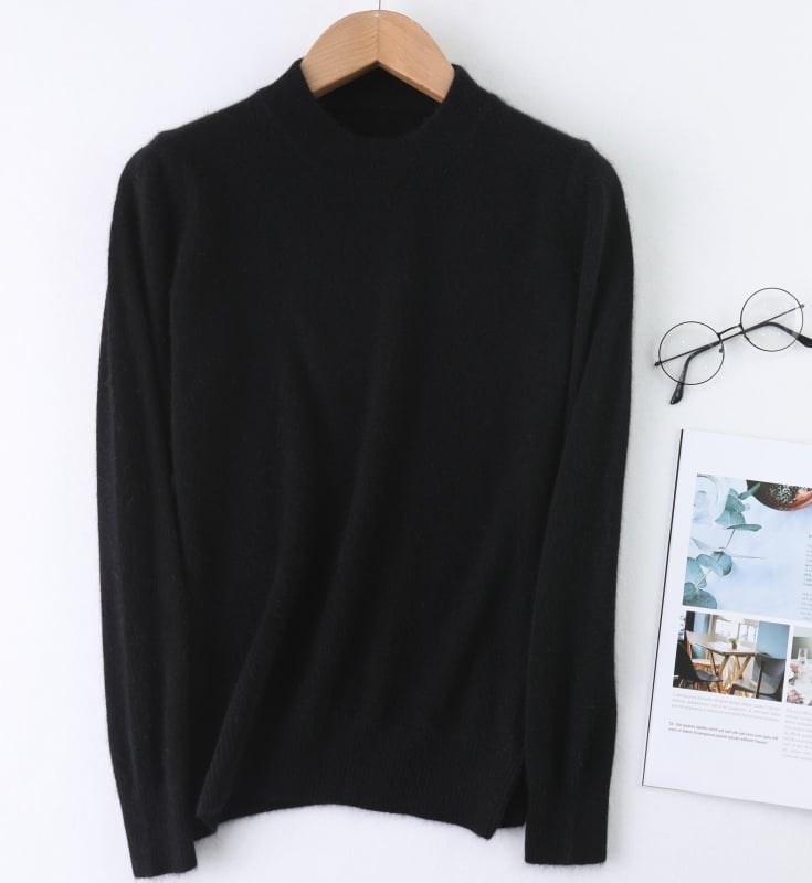 Γυναικείος μάλλινος πουλόβερ, μακριά μανίκια, παχιά πλέξη, μεσαίου μήκους