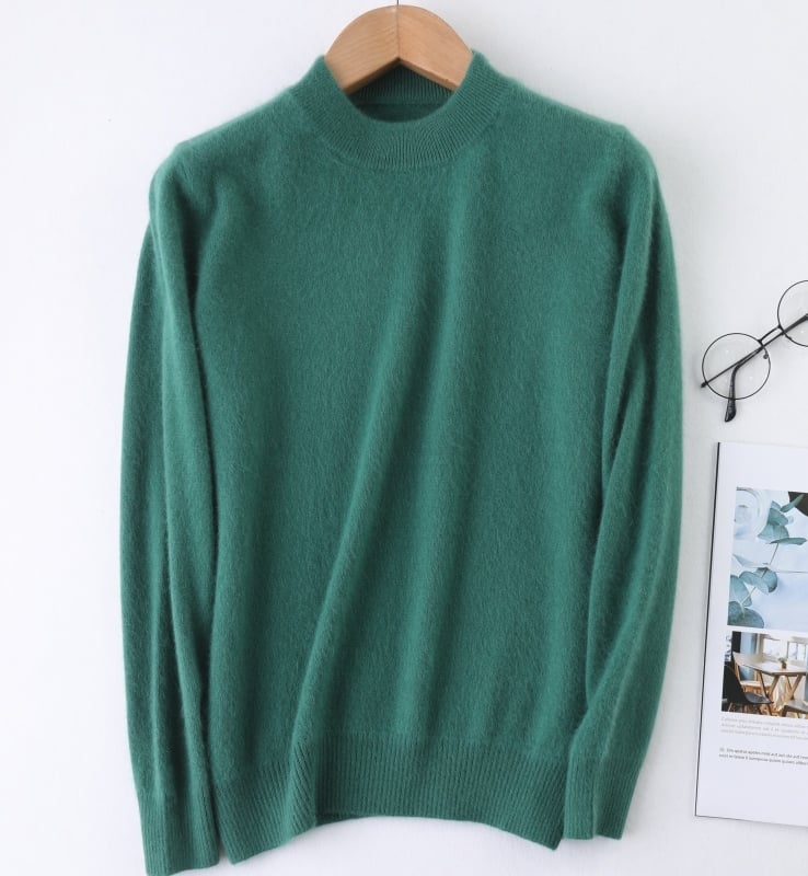 Γυναικείος μάλλινος πουλόβερ, μακριά μανίκια, παχιά πλέξη, μεσαίου μήκους