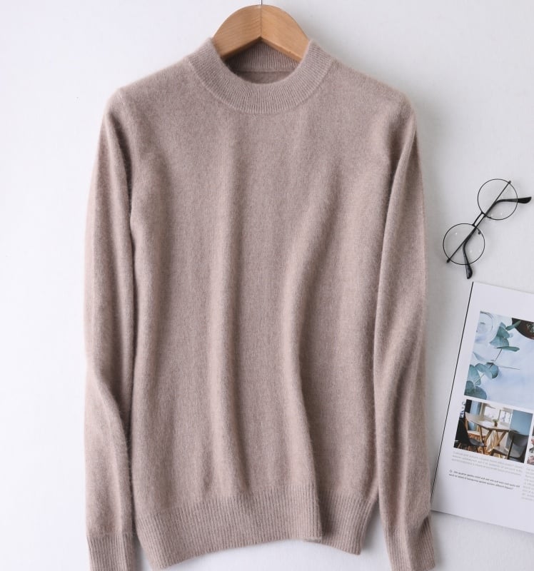 Γυναικείος μάλλινος πουλόβερ, μακριά μανίκια, παχιά πλέξη, μεσαίου μήκους