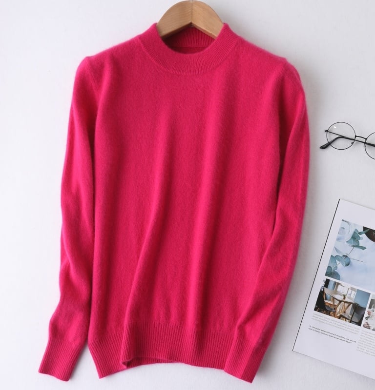 Γυναικείος μάλλινος πουλόβερ, μακριά μανίκια, παχιά πλέξη, μεσαίου μήκους