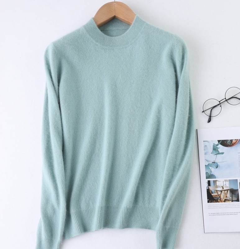 Γυναικείος μάλλινος πουλόβερ, μακριά μανίκια, παχιά πλέξη, μεσαίου μήκους