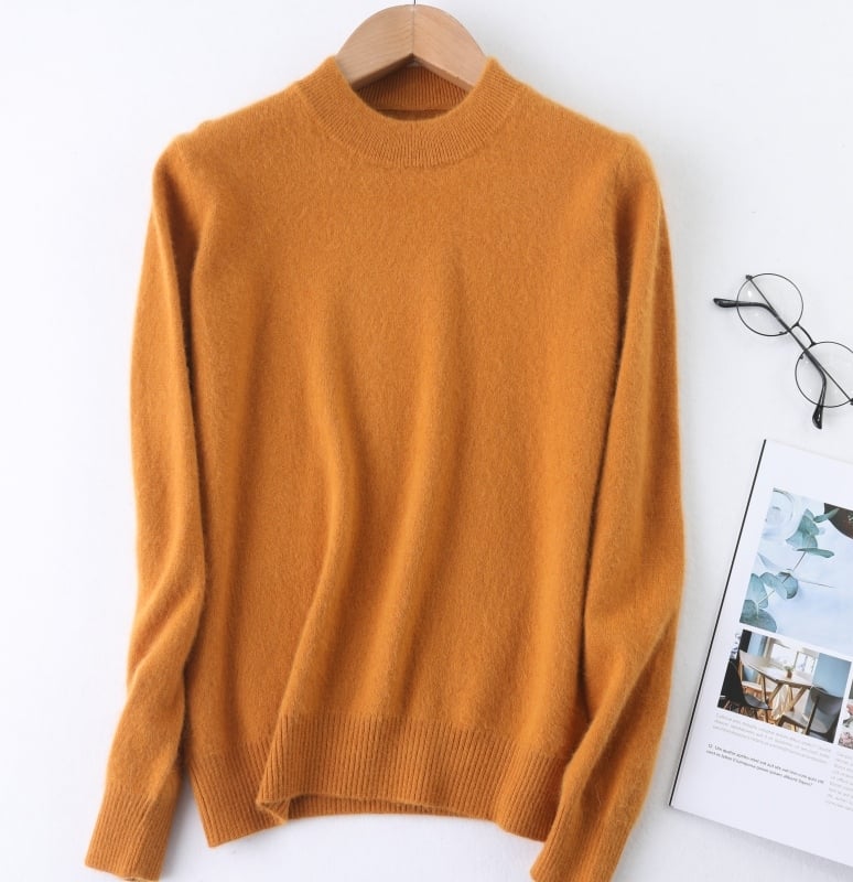 Γυναικείος μάλλινος πουλόβερ, μακριά μανίκια, παχιά πλέξη, μεσαίου μήκους