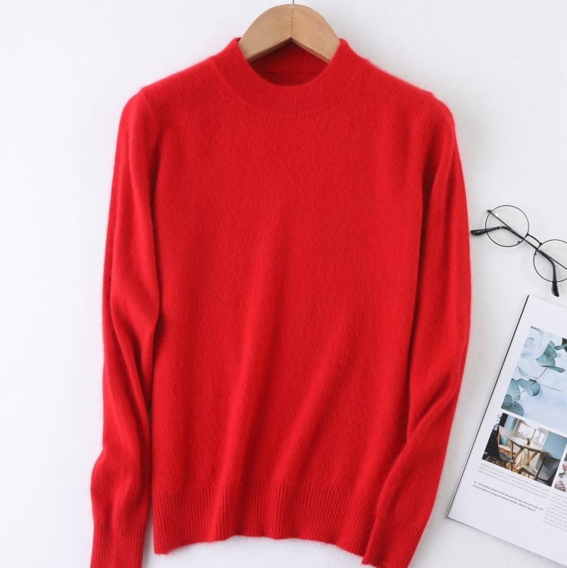 Γυναικείος μάλλινος πουλόβερ, μακριά μανίκια, παχιά πλέξη, μεσαίου μήκους