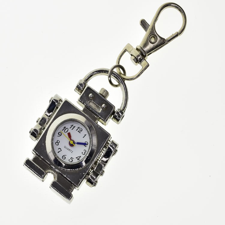 Võtmehoidja koos mini taskukellaga, karikatuurstiilis, kvartsliikumine, metallkorpus, analoogne ekraan, klaas