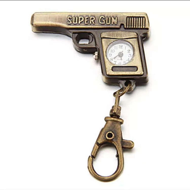 Võtmehoidja koos mini taskukellaga, karikatuurstiilis, kvartsliikumine, metallkorpus, analoogne ekraan, klaas