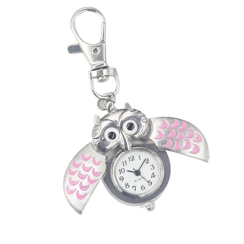 Võtmehoidja koos mini taskukellaga, karikatuurstiilis, kvartsliikumine, metallkorpus, analoogne ekraan, klaas