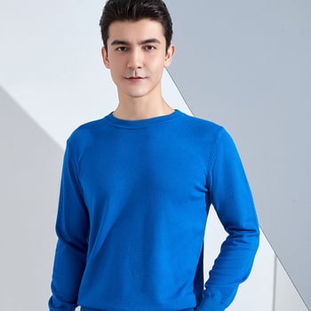Muški pleteni pulover s labavim krojem, okrugli izrez, dugi rukavi, 80% poliester