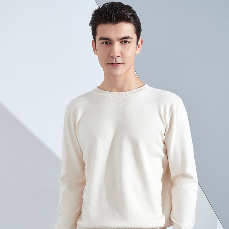 Muški pleteni pulover s labavim krojem, okrugli izrez, dugi rukavi, 80% poliester