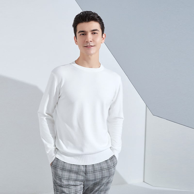 Muški pleteni pulover s labavim krojem, okrugli izrez, dugi rukavi, 80% poliester