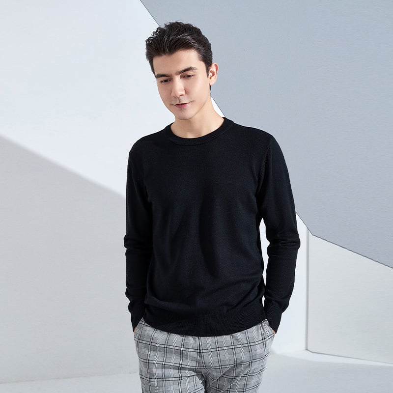 Muški pleteni pulover s labavim krojem, okrugli izrez, dugi rukavi, 80% poliester