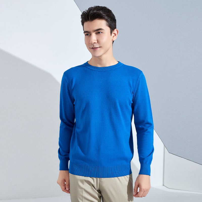 Muški pleteni pulover s labavim krojem, okrugli izrez, dugi rukavi, 80% poliester