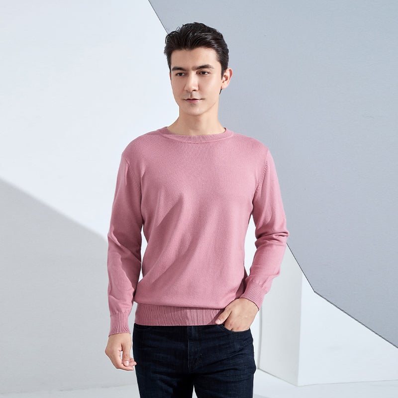 Muški pleteni pulover s labavim krojem, okrugli izrez, dugi rukavi, 80% poliester