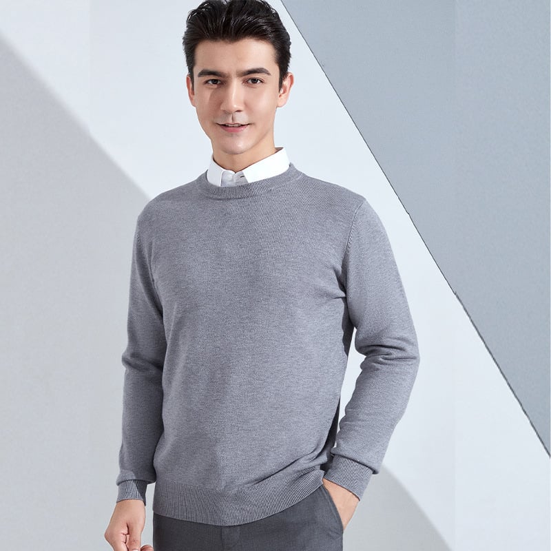 Muški pleteni pulover s labavim krojem, okrugli izrez, dugi rukavi, 80% poliester