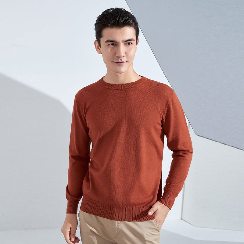 Muški pleteni pulover s labavim krojem, okrugli izrez, dugi rukavi, 80% poliester