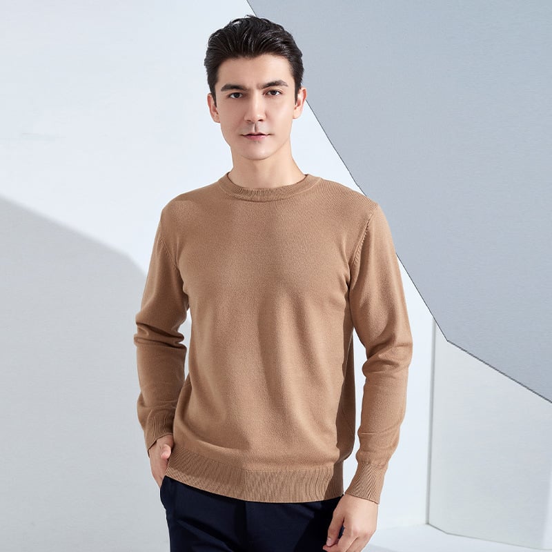 Muški pleteni pulover s labavim krojem, okrugli izrez, dugi rukavi, 80% poliester