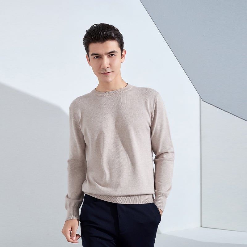 Muški pleteni pulover s labavim krojem, okrugli izrez, dugi rukavi, 80% poliester