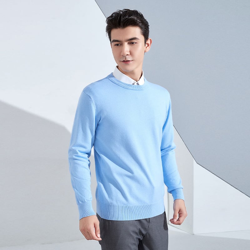 Muški pleteni pulover s labavim krojem, okrugli izrez, dugi rukavi, 80% poliester