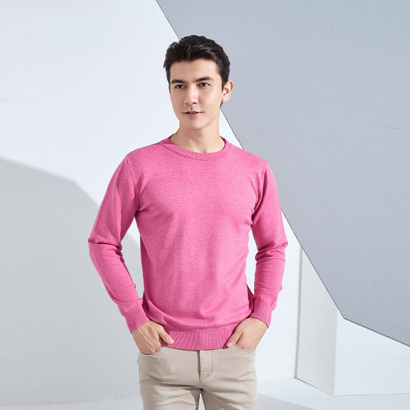 Muški pleteni pulover s labavim krojem, okrugli izrez, dugi rukavi, 80% poliester