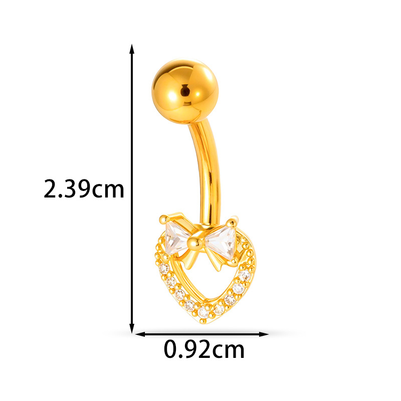 Пъпно бижу - сърцевидна форма, диамантено обработено, метал, винтидж стил, унисекс
