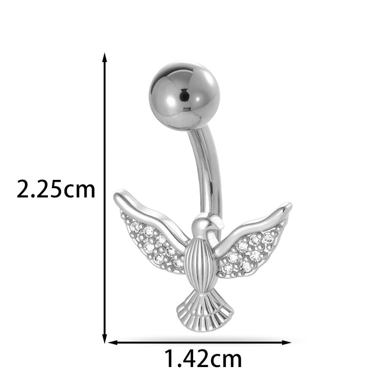 Пъпно бижу - сърцевидна форма, диамантено обработено, метал, винтидж стил, унисекс
